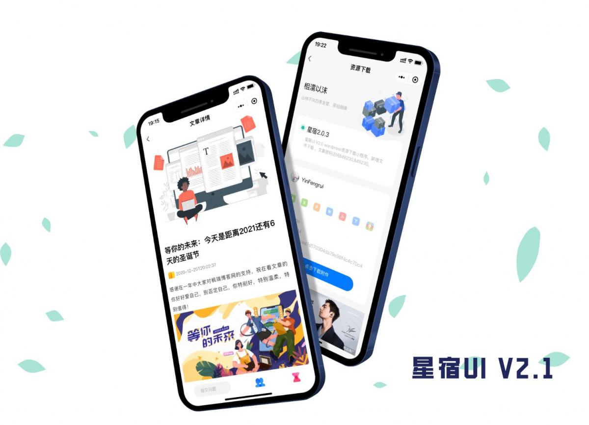 星宿UI V2.1 开源wordpress资源下载小程序-优创网